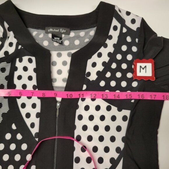 POLKA Dot Black and White Top Blouse or Jacket Top  Size M, Size L-  NEW - Picture 4 of 10